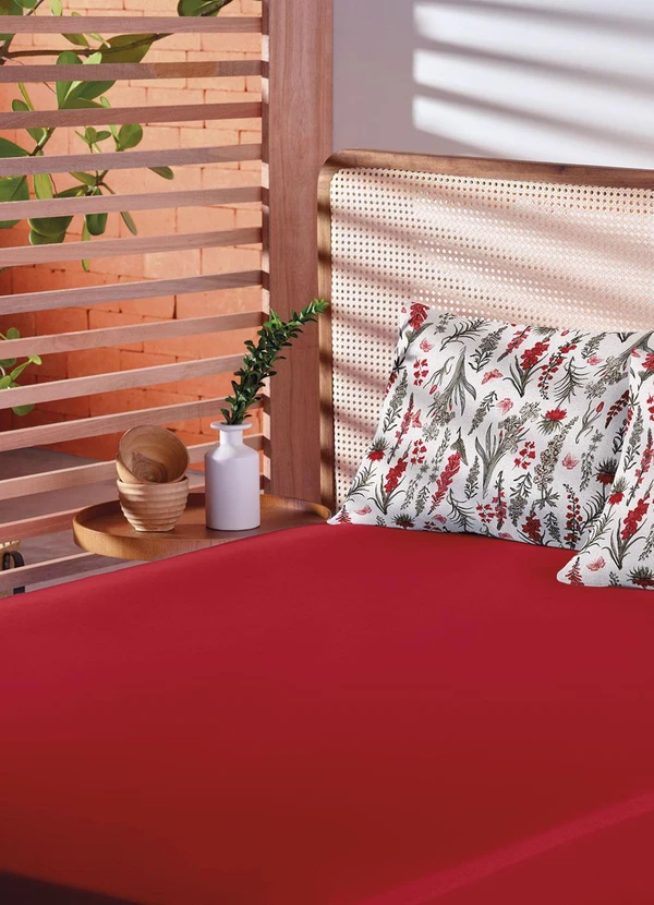 Lar e Lazer - Jogo de Cama Solteiro Floral Vermelho 2 Peças 2