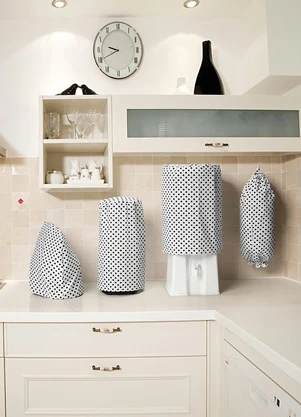 Lar e Lazer - Jogo de Cozinha Poá Branco 4 Peças - LAR E LAZER