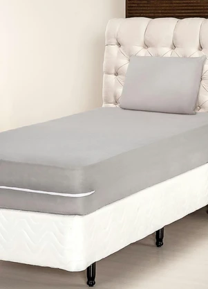 Lar e Lazer - Capa de Colchão Cinza Solteiro 1 Peça - LAR E LAZER