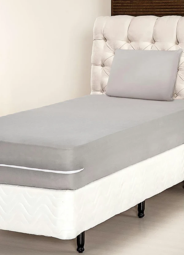 Lar e Lazer - Capa de Colchão Cinza Solteiro 1 Peça