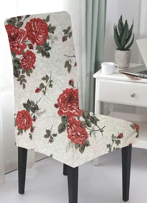 Lar e Lazer - Capa para Cadeira Floral Vermelha 1 Peça - LAR E LAZER