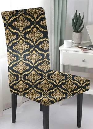 Lar e Lazer - Capa para Cadeira Medalhão Preta 1 Peça - LAR E LAZER