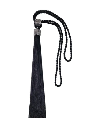 Lar e Lazer - Abraçadeira com Franjas Preta 60 cm - LAR E LAZER