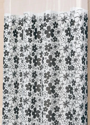Lar e Lazer - Cortina de Box com Visor Floral Preta 180x140 cm - LAR E LAZER