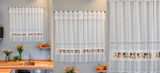 Cortina Madrid Frutas Branca 200x120 cm