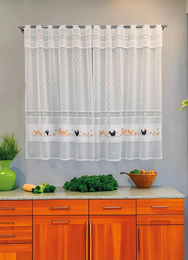 Lar e Lazer - Cortina Madrid Galinha Branca 200x120 cm