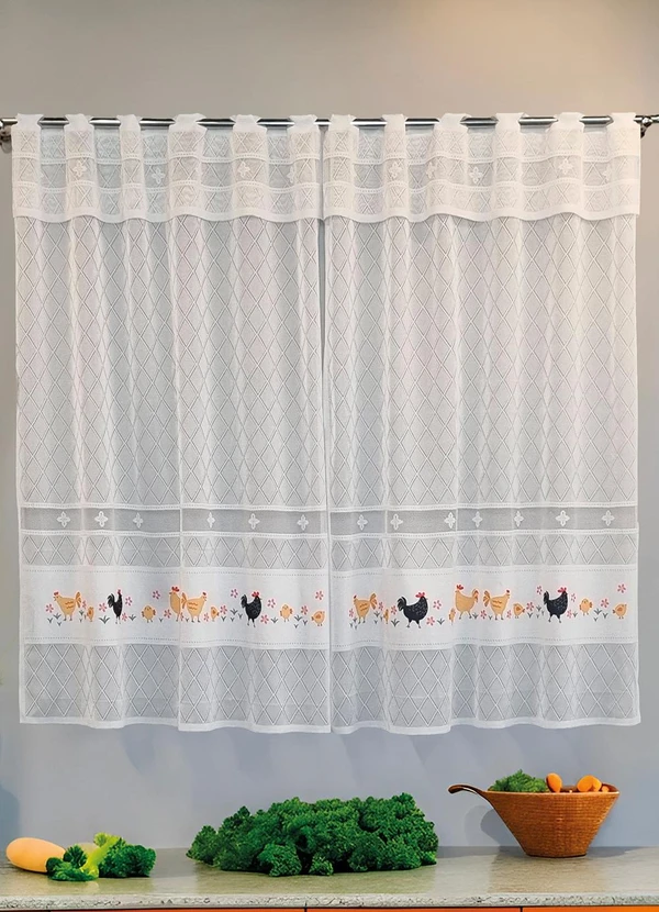 Lar e Lazer - Cortina Madrid Galinha Branca 200x120 cm 2