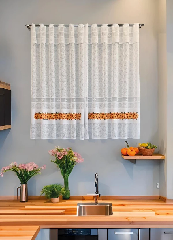 Lar e Lazer - Cortina Madrid Girassol Branca 200x120 cm