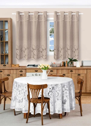 Lar e Lazer - Cortina Renda Marrom 150x250 cm - LAR E LAZER