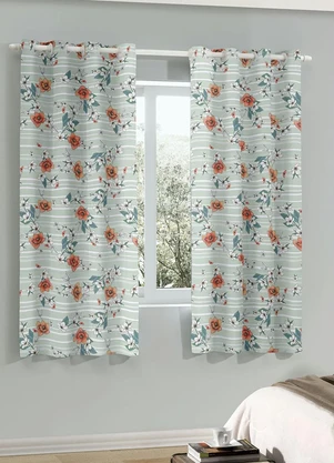 Bella Janela - Corta Luz Floral Laranja 200x160 Cm - BELLA JANELA