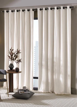 Bella Janela - Cortina Bordada Areia 300x230 cm - BELLA JANELA