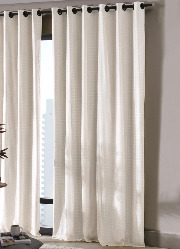 Bella Janela - Cortina Bordada Areia 300x230 cm 2