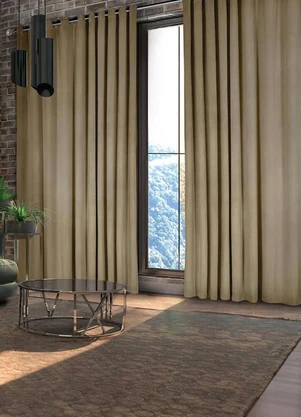 Lar e Lazer - Cortina Chenille Bege 260x180 cm - LAR E LAZER