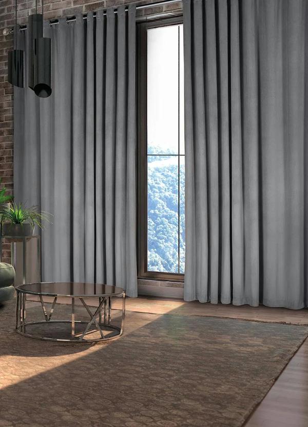 Lar e Lazer - Cortina Chenille Cinza 260x230 cm