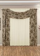 Cortina com Band Floral Marrom 360x180 cm