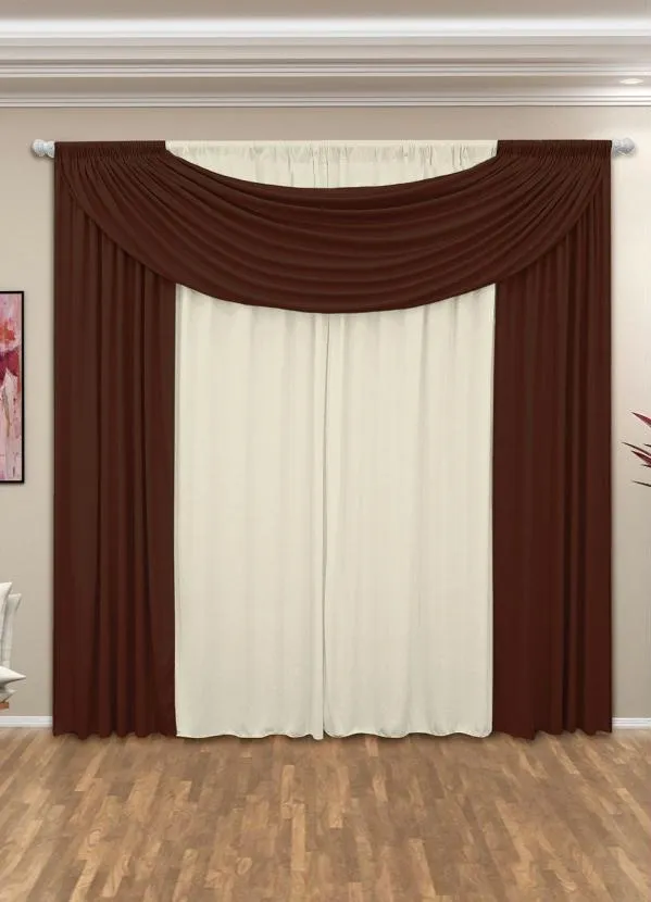 Lar e Lazer - Cortina com Bandô Marrom 360x180 cm