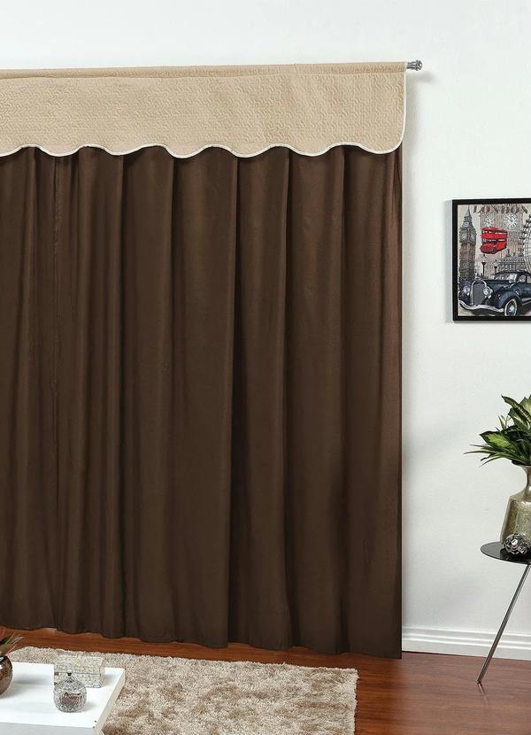 Lar e Lazer - Cortina com Bandô Marrom 410x250 cm 2