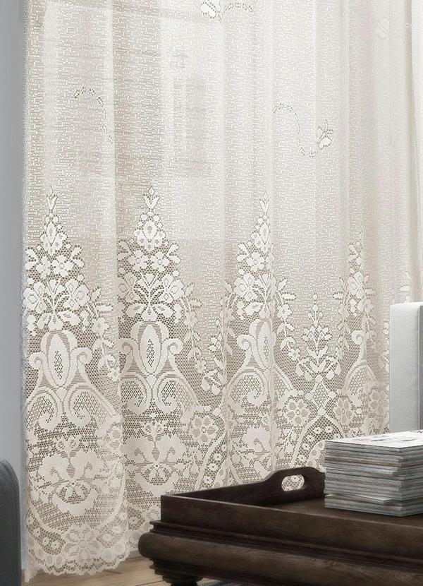 Lar e Lazer - Cortina com Bandô Renda Marfim 300x180 cm 3