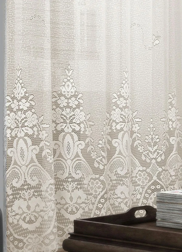 Lar e Lazer - Cortina com Bandô Renda Marfim 350x220 cm 2