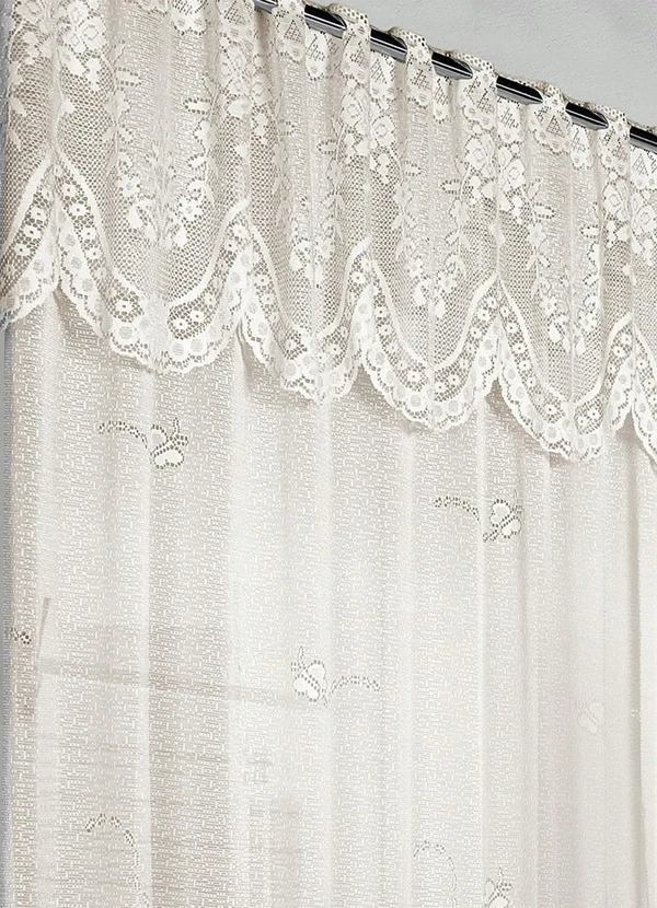 Lar e Lazer - Cortina com Bandô Renda Marfim 350x220 cm 3