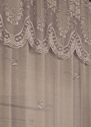 Lar e Lazer - Cortina com Bandô Renda Marrom 350x220 cm - LAR E LAZER
