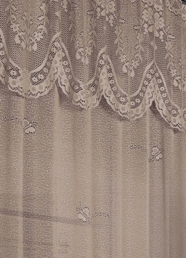 Lar e Lazer - Cortina com Bandô Renda Marrom 350x220 cm 2