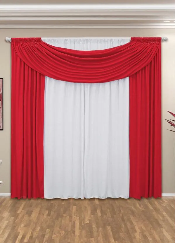 Lar e Lazer - Cortina com Bandô Vermelha 360x180 cm