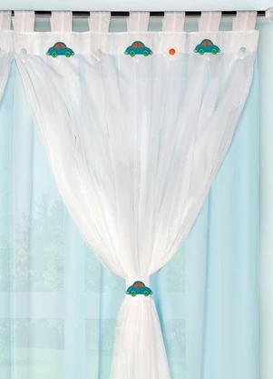 Lar e Lazer - Cortina com Voil Azul 200x180 cm - LAR E LAZER