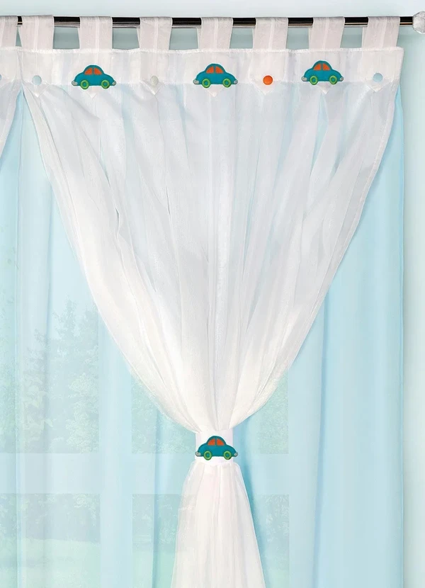 Lar e Lazer - Cortina com Voil Azul 200x180 cm 2