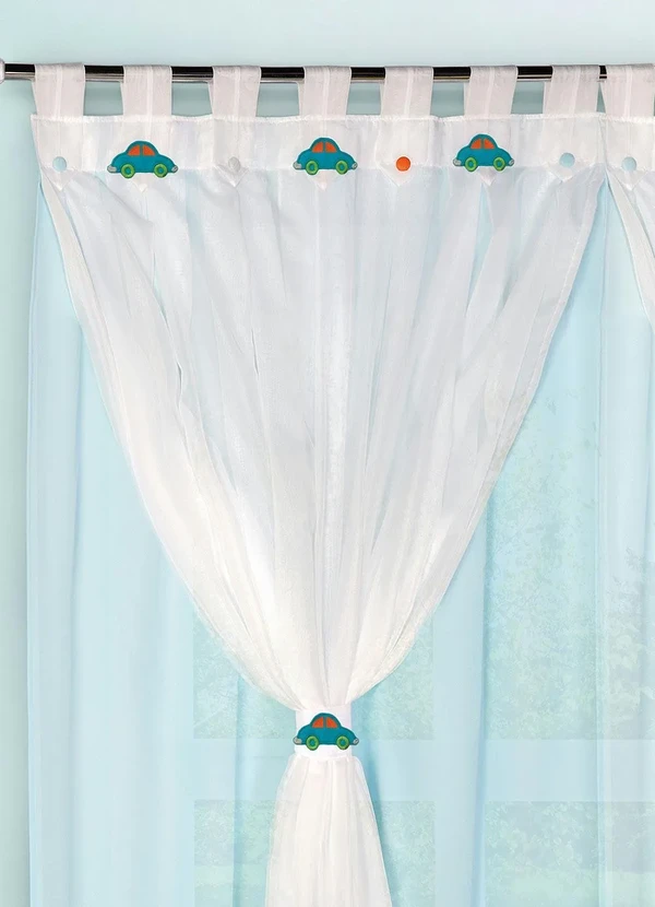 Lar e Lazer - Cortina com Voil Azul 200x180 cm 3