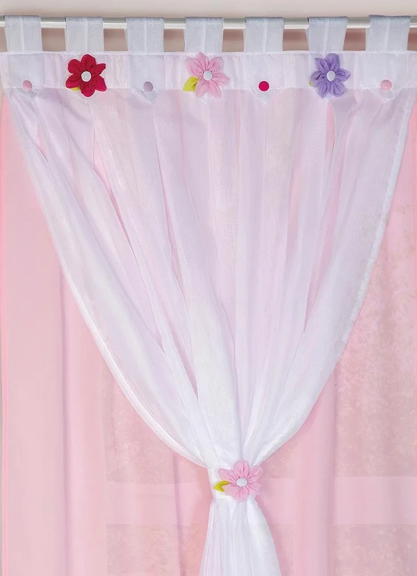 Lar e Lazer - Cortina com Voil Rosa 200x180 cm 2