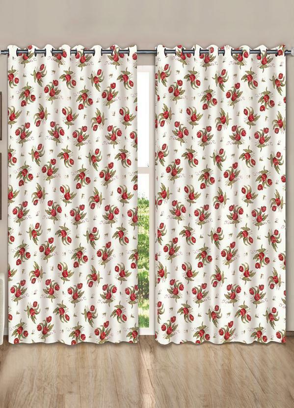 Lar e Lazer - Cortina Floral Vermelha 200x140 cm