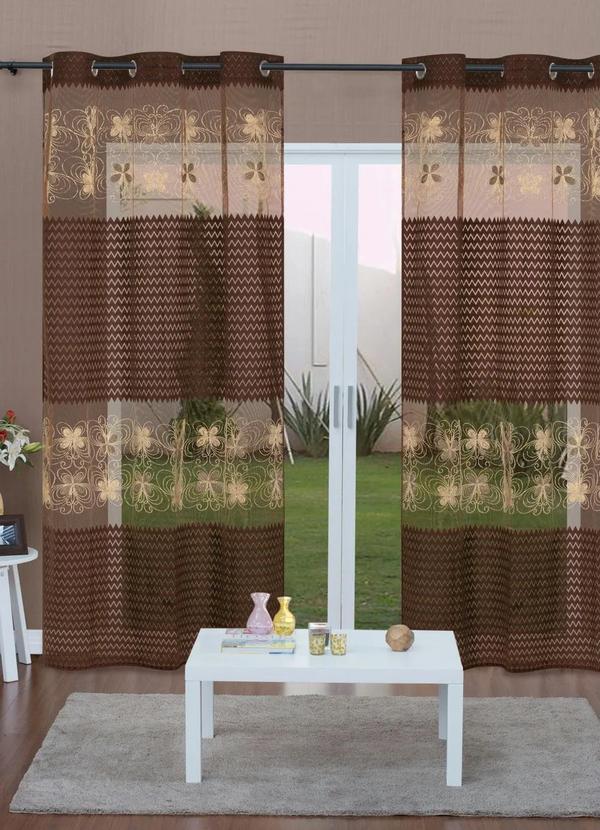 Mundo Lar - Cortina Jacquard Marrom 270x200 cm