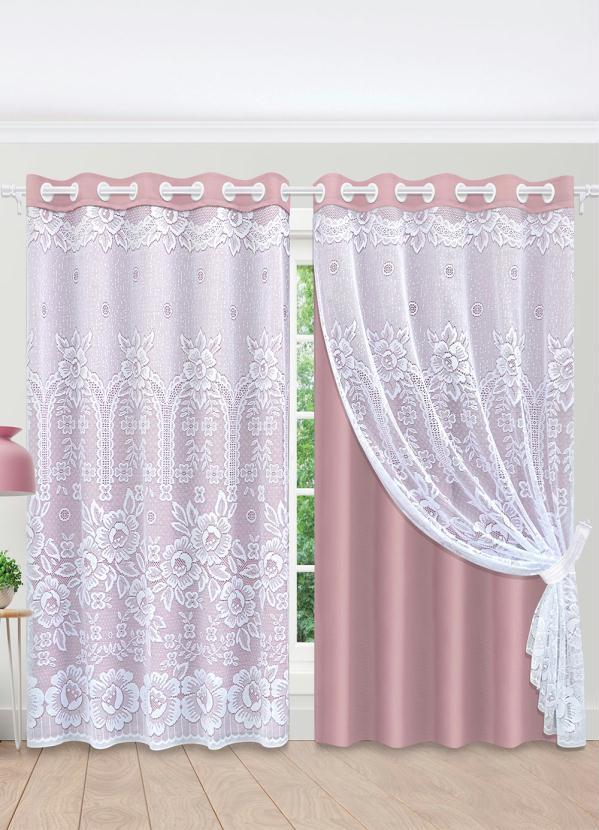 Lar e Lazer - Cortina Jacquard Rosê 180x280 cm