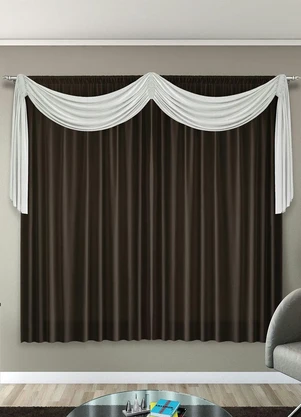 Lar e Lazer - Cortina Malha com Bandô Marrom 200x180 cm - LAR E LAZER