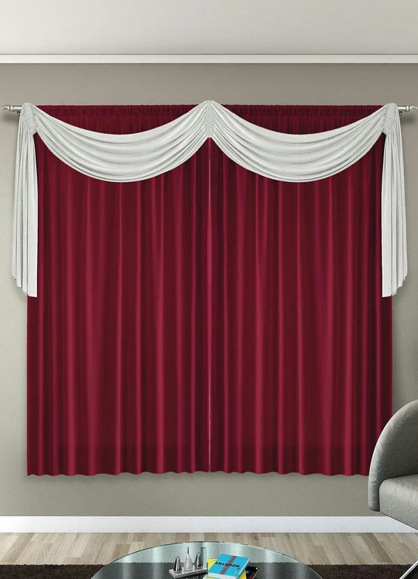 Lar e Lazer - Cortina Malha com Bandô Vinho 300x230 cm