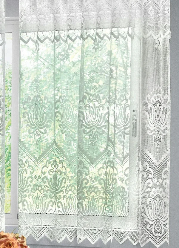 Lar e Lazer - Cortina para Cozinha Renda Branca 235x150 cm 2