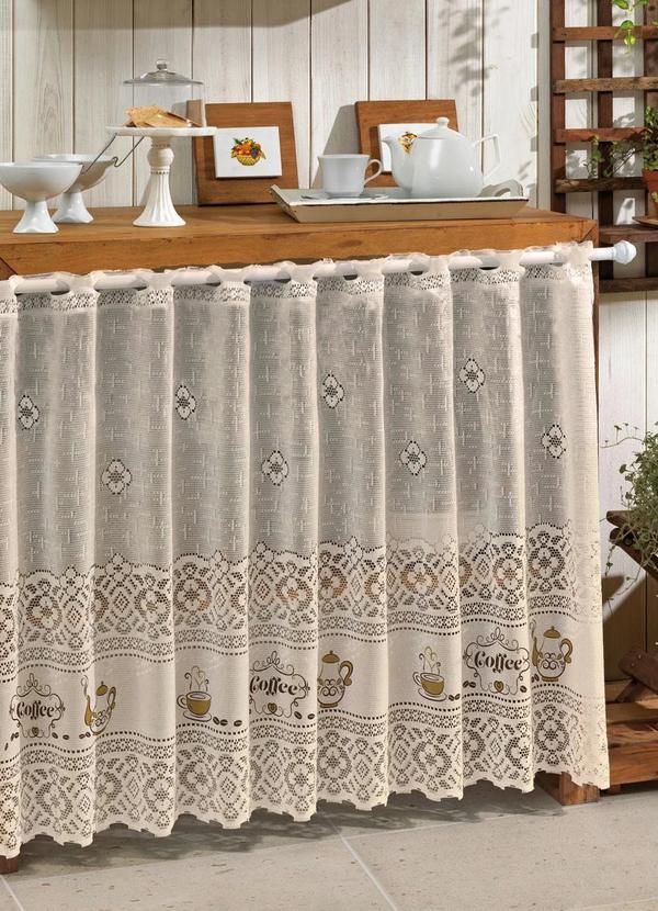 Lar e Lazer - Cortina para Pia Renda Bege 200x80 cm
