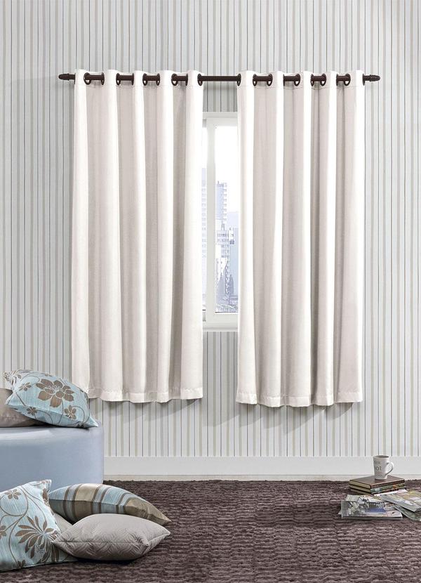 Lar e Lazer - Cortina Pratika 2,60x1,70 Pongee Areia 2