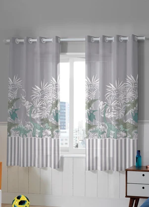 Lar e Lazer - Cortina Rustica 2,60x1,70 Castelo Jurassic Cinza - LAR E LAZER