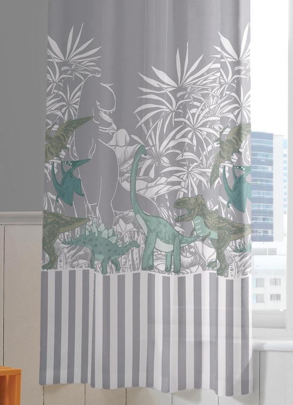 Lar e Lazer - Cortina Rustica 2,60x1,70 Castelo Jurassic Cinza 2