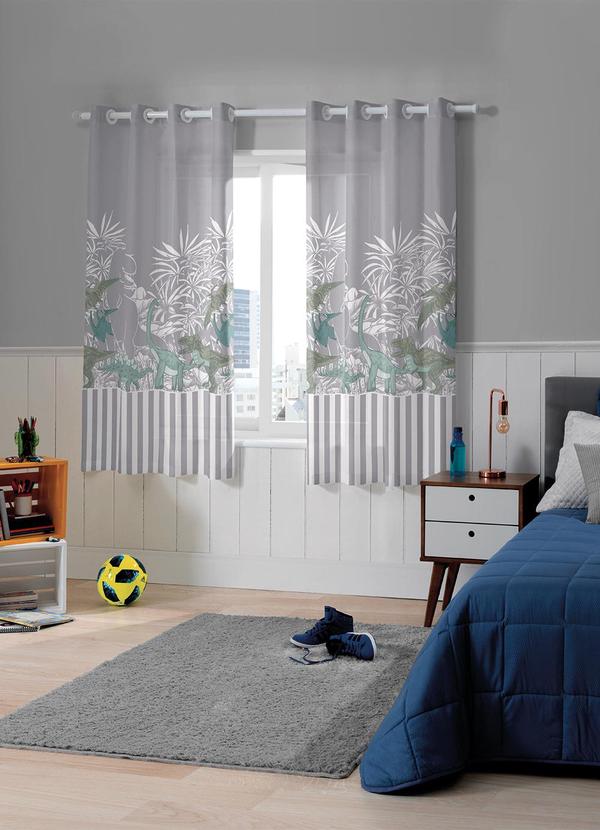 Lar e Lazer - Cortina Rustica 2,60x1,70 Castelo Jurassic Cinza 3