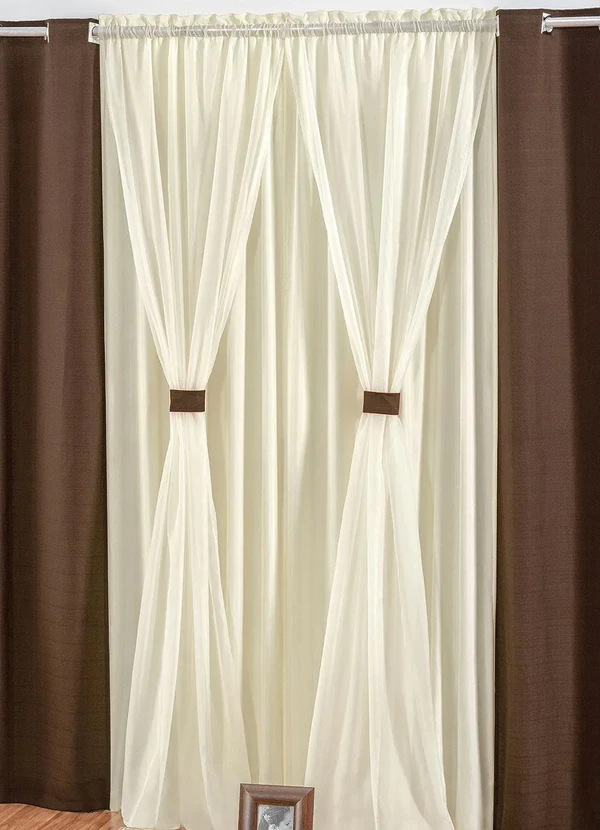 Lar e Lazer - Cortina Rústica Marrom 270x170 cm 2