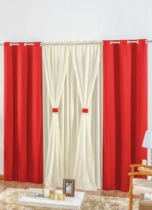 Lar e Lazer - Cortina Rústica Vermelha 270x170 cm - LAR E LAZER