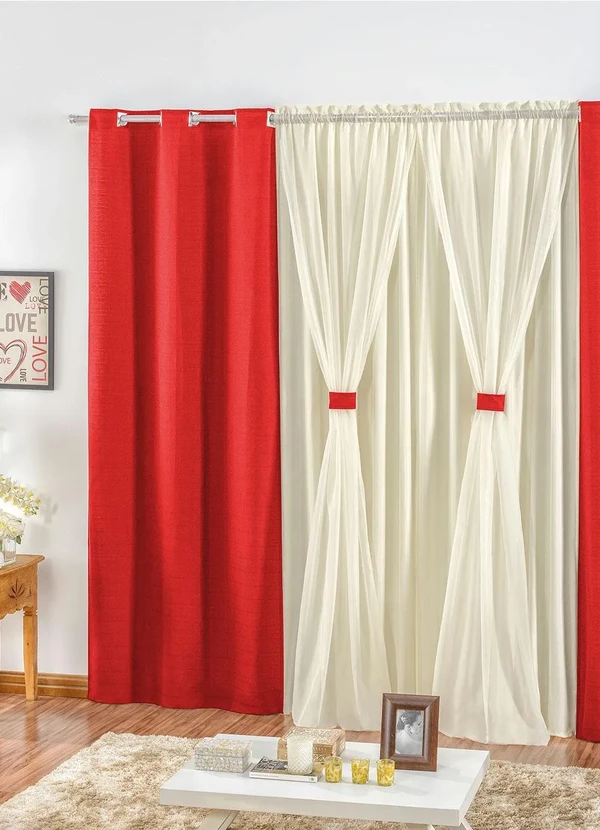 Lar e Lazer - Cortina Rústica Vermelha 270x170 cm 2