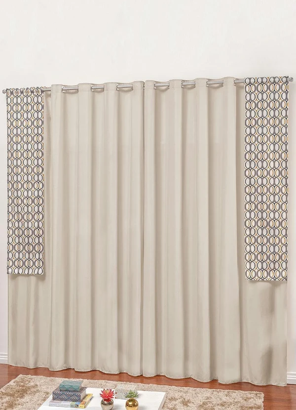 Lar e Lazer - Cortina Rústico Bege 270x170 cm