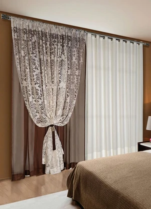 Lar e Lazer - Xale com Voil Marrom 280x230 cm - LAR E LAZER