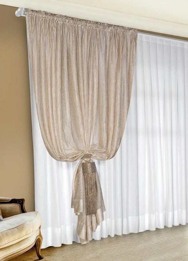 Lar e Lazer - Xale Crochê Bege 280x230 cm