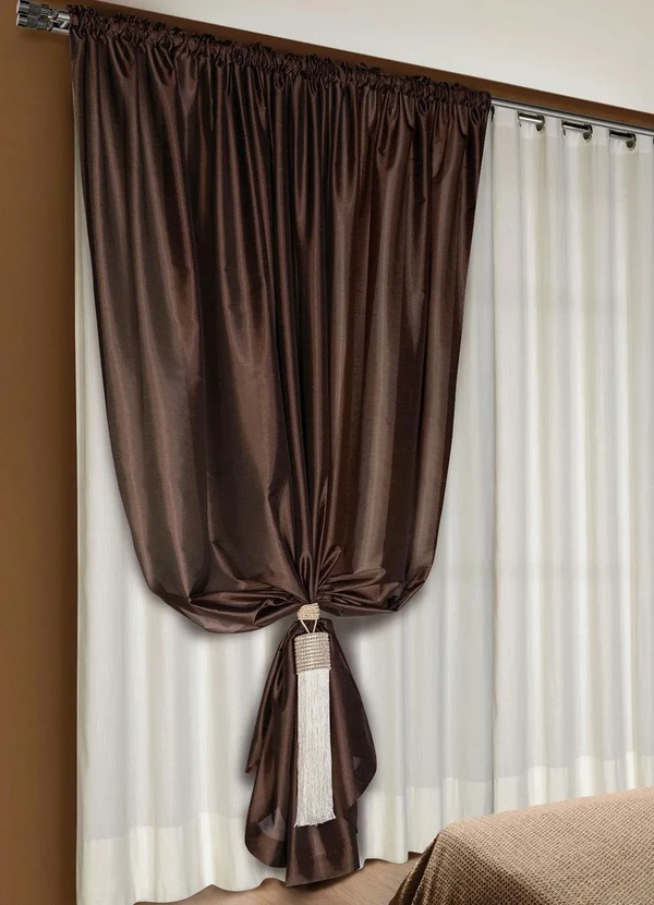 Lar e Lazer - Xale Tafetá Marrom 280x230 cm 2