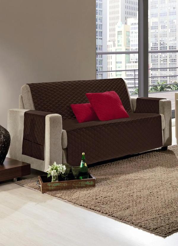 Hedrons - Protetor de Sofá 3 Lugares Café 1 Peça 1